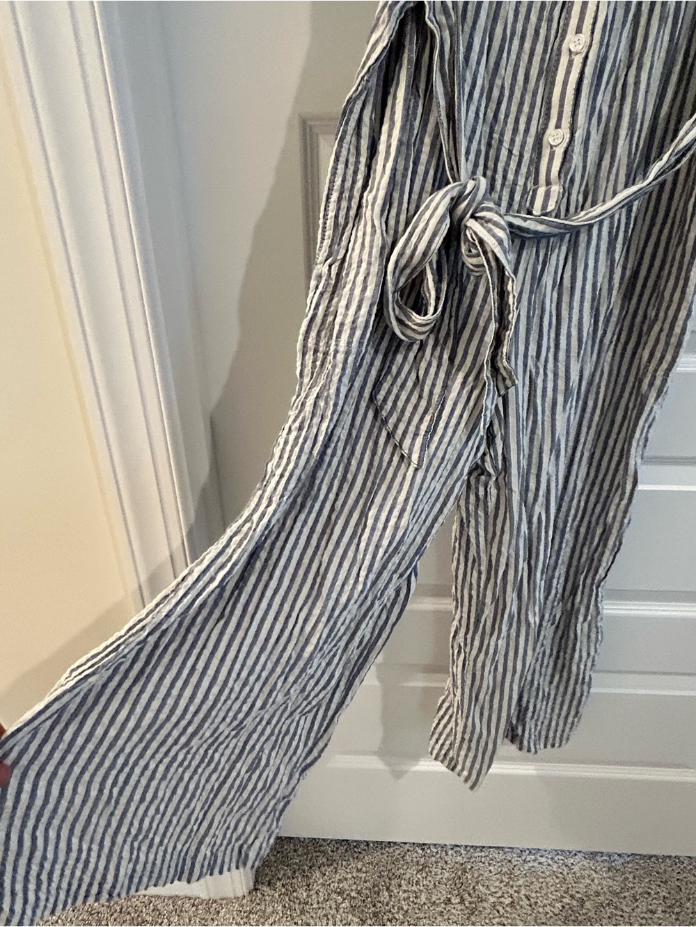 Max Studio Striped Jumpsuit White Blue Size XL - Picture 6 of 12